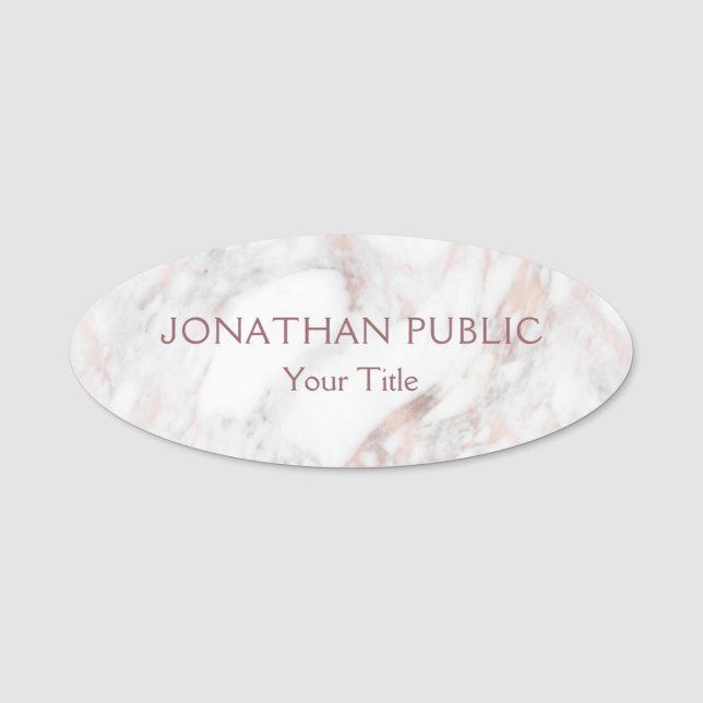 Etiqueta Para Nombres Rosa de moda Mármol elegante plantilla moderna (Anverso)