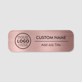 Etiqueta Para Nombres Rosa Gold Metallic Style Empleado con logotipo com