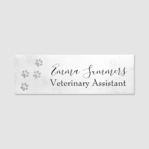 Etiqueta Para Nombres Rosa Purpurina de oro Paw Veterinary Business