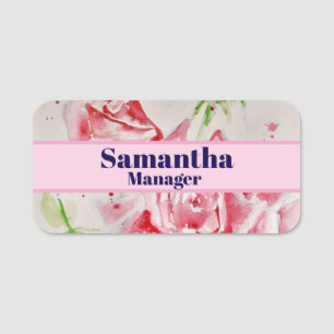Etiqueta Para Nombres Rosa Roja Shabby Chic Watercolor Rosas Floral Rosa