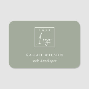 Etiqueta Para Nombres Saga simple Personalizado verde logotipo de negoci