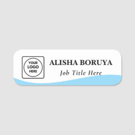 Etiqueta Para Nombres Sage Green Wave Logo Name Badge nametags