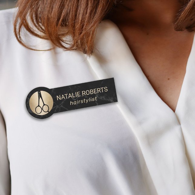 Etiqueta Para Nombres Salón de belleza moderno de mármol negro (Subido por el creador)