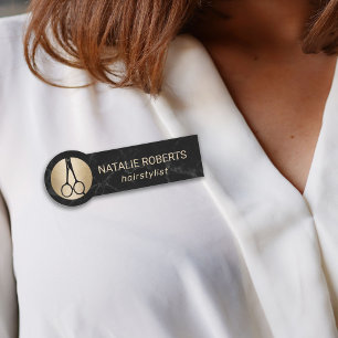 Etiqueta Para Nombres Salón moderno de belleza de mármol negro