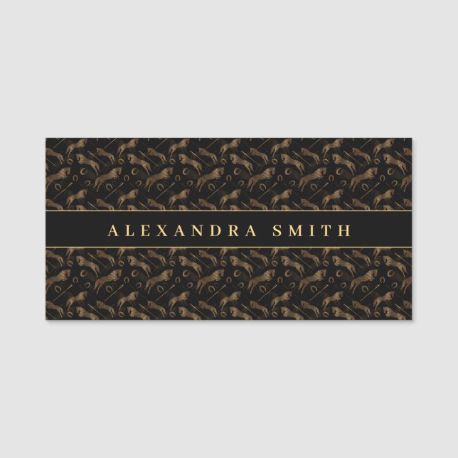 Etiqueta Para Nombres Saltando Caballo | Caballo Scribble | Entrenador d (Anverso)