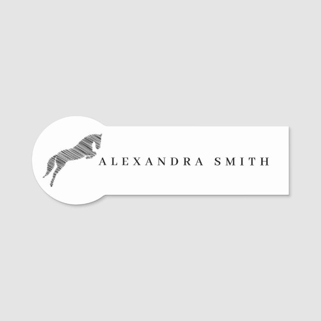 Etiqueta Para Nombres Saltando Caballo | Caballo Scribble | Entrenador d (Anverso)