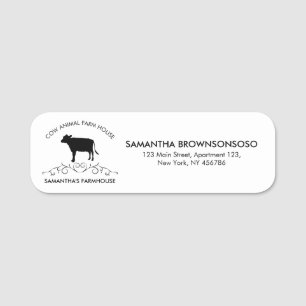 Etiqueta Para Nombres Silueta de vaca ornamentada Diseño de marca de g