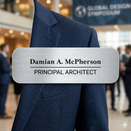 Etiqueta Para Nombres Silver & Black Custom Name Tag Design