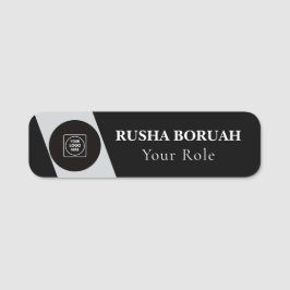 Etiqueta Para Nombres Silver Gray Gradient Logo Staff Badge nametags