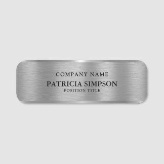 Etiqueta Para Nombres Silver Hue Brushed Metallic Design Professional
