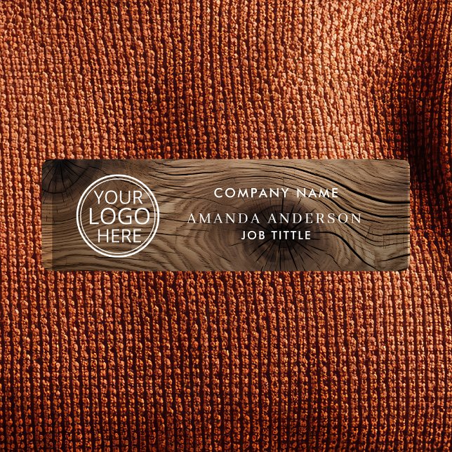 Etiqueta Para Nombres Simple Elegant Wood Logo Employee Plastic  (Subido por el creador)