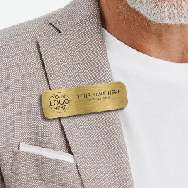 Etiqueta Para Nombres Simple Imperdible Magnético de Título de Oro Falso