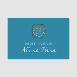 Etiqueta Para Nombres Sólido Sencillo Aqua Turquesa Añadir Logo Comercia