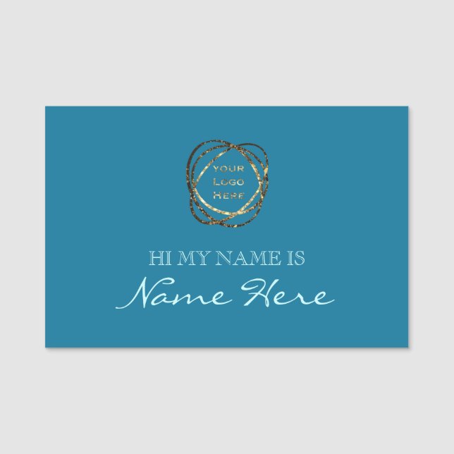Etiqueta Para Nombres Sólido Sencillo Aqua Turquesa Añadir Logo Comercia (Anverso)