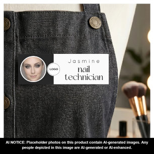 Etiqueta Para Nombres Técnico de Uñas Profesional Foto Qr Negro Blanco