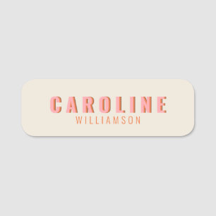 Etiqueta Para Nombres Tipografía Creativa Moderna Retro Rosa y Naranja