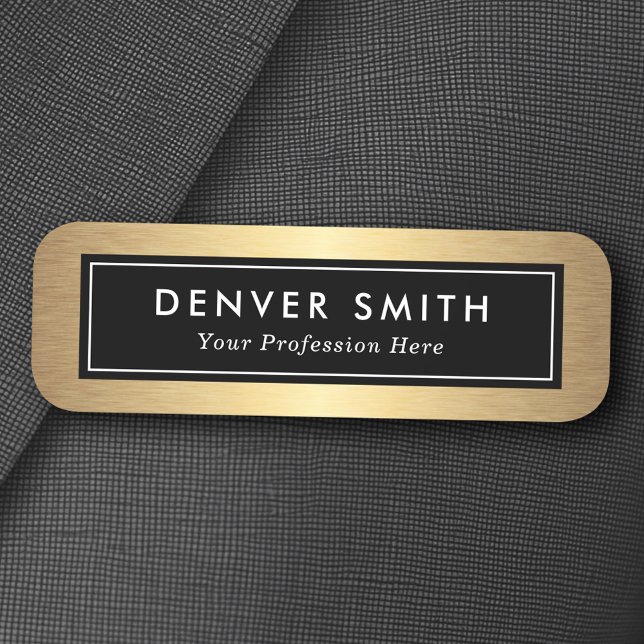 Etiqueta Para Nombres Título del degradado negro y dorado (Black and golden gradient name title name tag)