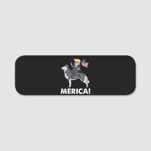 Etiqueta Para Nombres Trump Merica Siberian Husky Dog Hero Americano