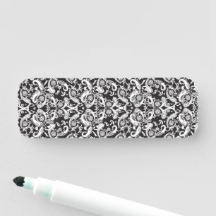 Etiqueta Para Nombres un patrón paisley negro y blanco