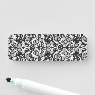Etiqueta Para Nombres un patrón paisley negro y blanco