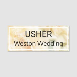 Etiqueta Para Nombres Usher Boda White Roses Magnetic Back
