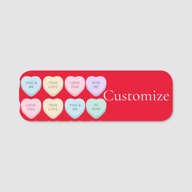 Etiqueta Para Nombres Valentine Candy Hearts Thunder_Cove (Anverso)
