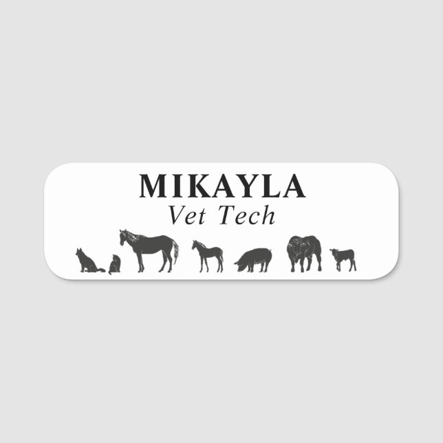 Etiqueta Para Nombres Veteranos animales grandes y pequeños   (Anverso)