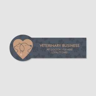 Etiqueta Para Nombres Veterinario Patas Corazón Estetoscopio Perrito Gat