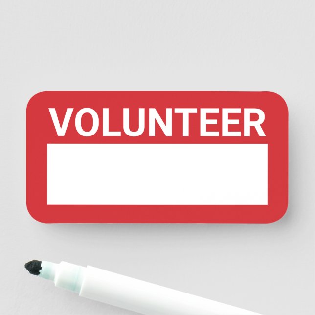Etiqueta Para Nombres Voluntario en blanco rojo (In situ)