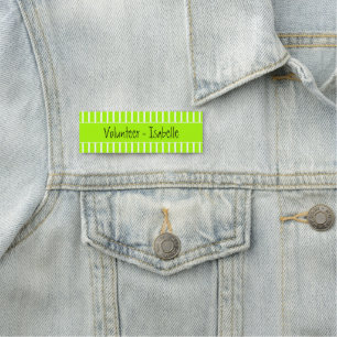 Etiqueta Para Nombres Voluntario Fluorescente de lectura fácil y verde