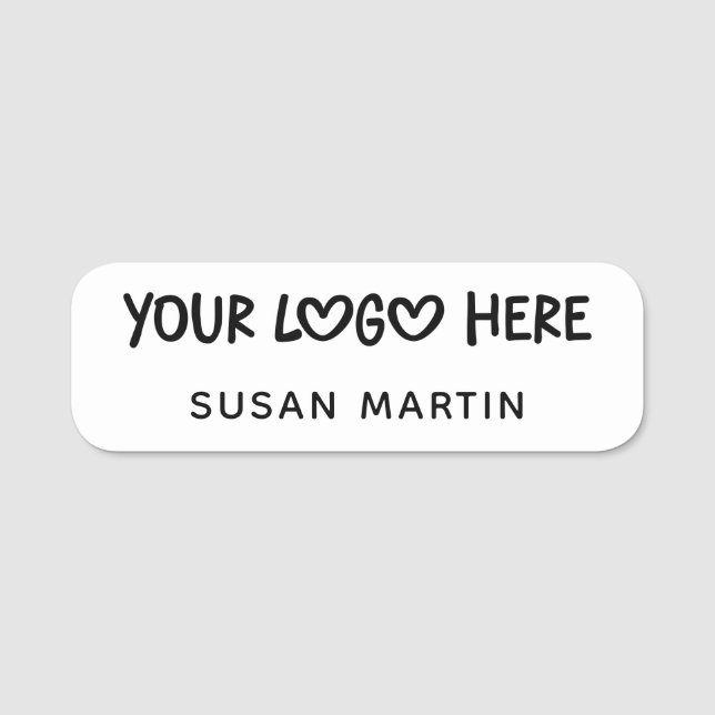 Etiqueta Para Nombres White and Black One Line Business Logo (Anverso)