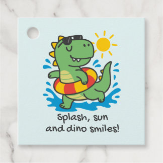 Etiqueta para recuerdos con dinosaurio veraniego