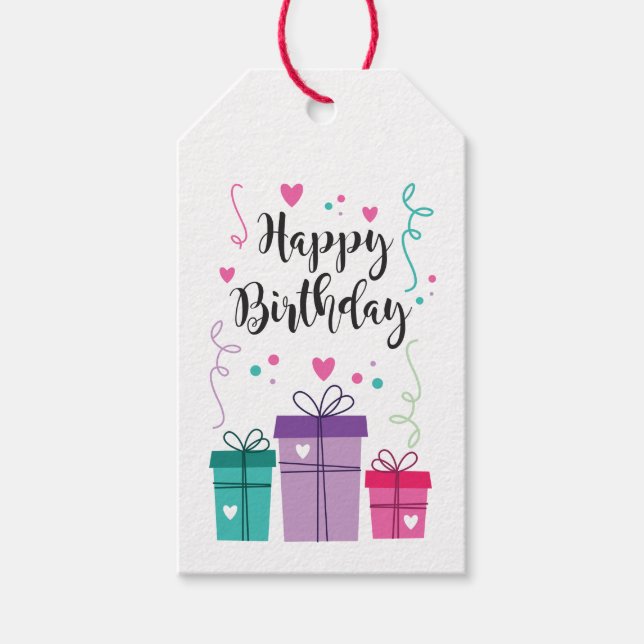 Etiqueta para regalo Happy Birthday (Anverso)