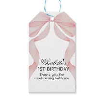 etiqueta para regalo Lazo Rosa Cumpleaños 1er Año