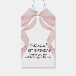 etiqueta para regalo Pink Bow 1st Birthday