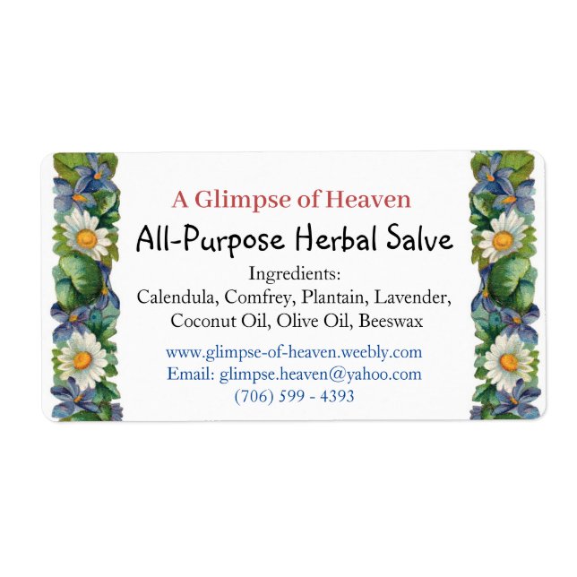 Etiqueta para un frasco de salve (Frente)