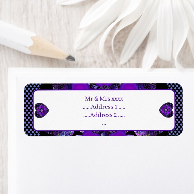 Etiqueta Paraguas morados y corazones .7 (In situ)