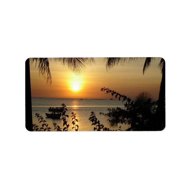 Etiqueta Paraíso de Playa Tropical (Frente)