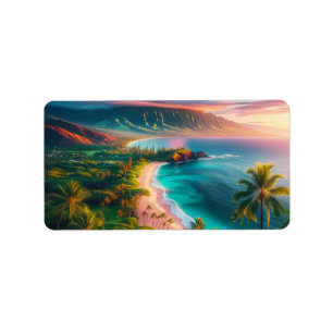 Etiqueta Paraíso tropical de la isla de Maui