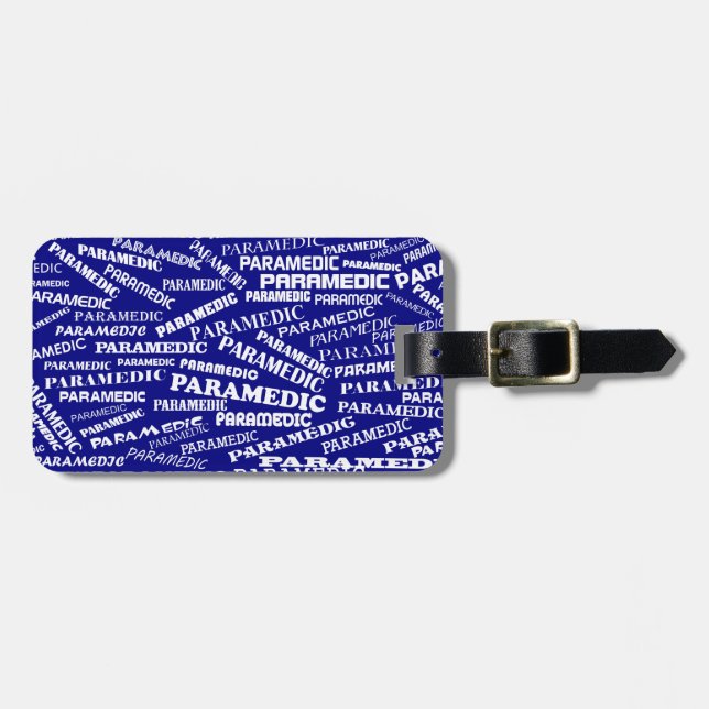 Etiqueta paramédica de equipaje azul blanco (añade (Frente Horizontal)