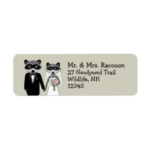 Etiqueta Pareja Boda Raccoons - Novia Cute y Groom