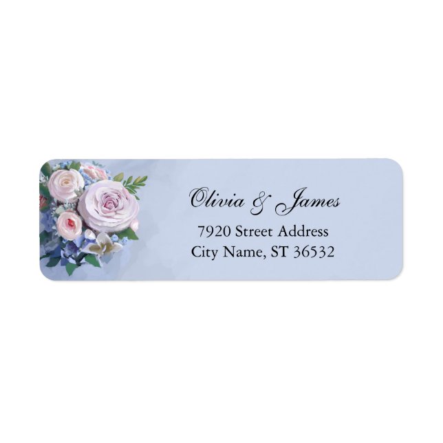 Etiqueta Parejas Peony Rosa Floral Elegante (Frente)
