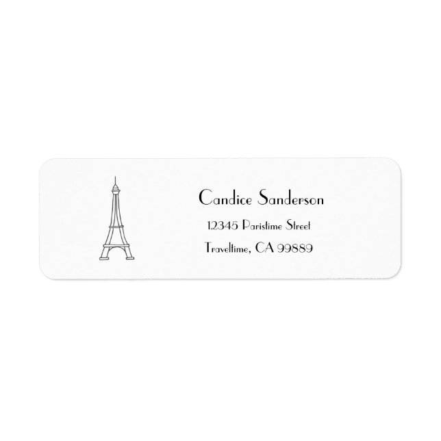 Etiqueta Paris Address Label, Travel Theme Party Label (Frente)