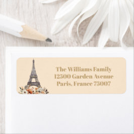 Etiqueta Paris France Eiffel Tower Floral Return Address