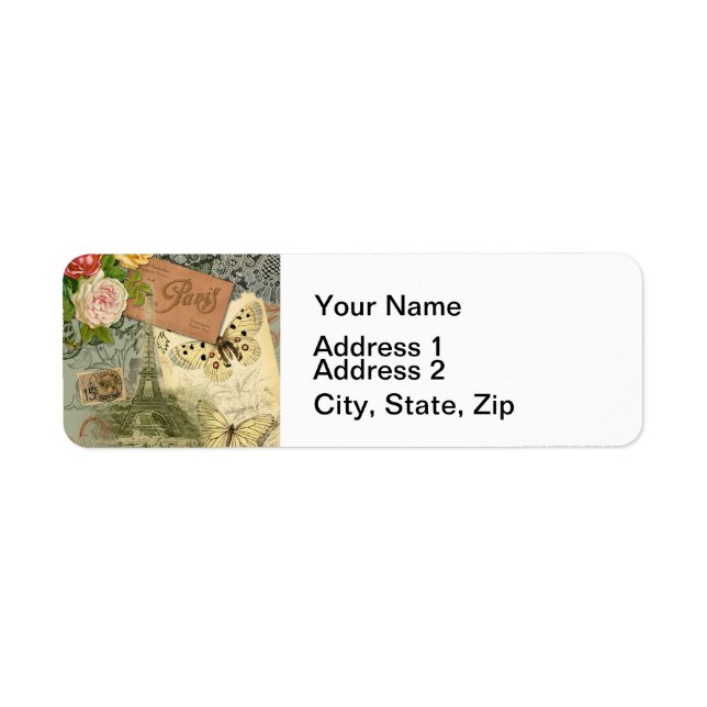 Etiqueta París Francia Collage de arte antiguo Eiffel Franc (Frente)