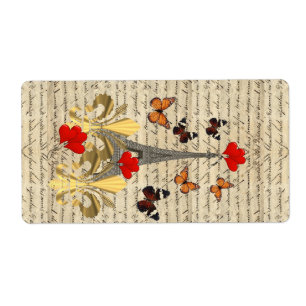 Etiqueta París vintage y mariposas