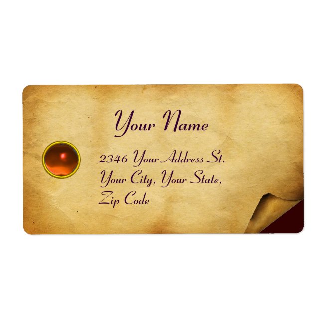 ETIQUETA PARQUE ANTIGUO MARRÓN,PIEDRA DE GEM (Frente)