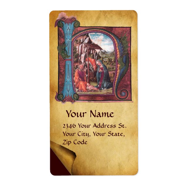 ETIQUETA PARQUE DE NAVIDADES DE NATIVITY MONOGRAM (Frente)