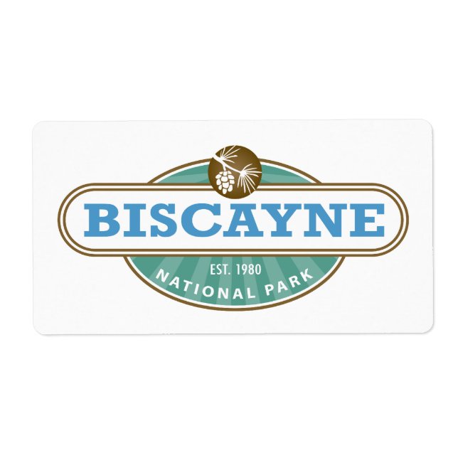 Etiqueta Parque nacional de Biscayne Florida (Frente)