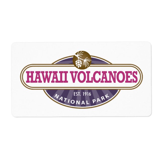 Etiqueta Parque nacional de los Volcanes de Hawái (Frente)